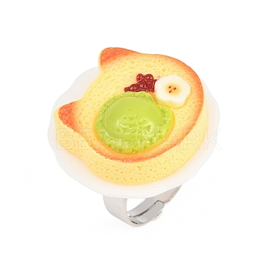 Afternoon Tea Resin & Plastic Adjustable Finger Rings for Women RJEW-K317-01F-1