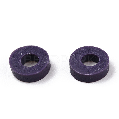 Flat Round Handmade Polymer Clay Bead Spacers CLAY-R067-4.0mm-04-1