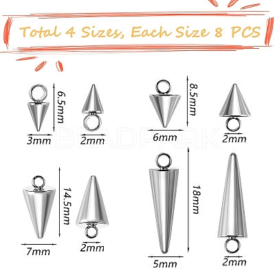 40Pcs 4 Style 304 Stainless Steel Pendants STAS-SZ0002-36P-1