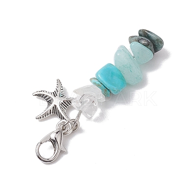 Natural Quartz Crystal & South Africa Jasper Chips Pendant Decoration HJEW-JM02100-01-1