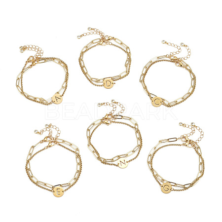Titanium Steel Link Bracelets & Brass Paperclip Chain Bracelets Sets BJEW-JB06181-1