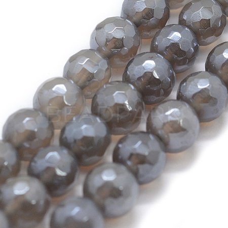 Natural Grey Agate Beads Strands G-P385-02-6mm-1