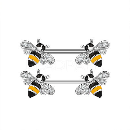 304 Stainless Steel Cubic Zirconia Nipple Rings WG0A897-03-1