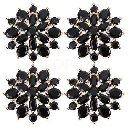 4Pcs Brass Micro Pave Cubic Zirconia Buttons DIY-FG0007-82E-1