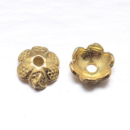 Real 18K Gold Plated 6-Petal 925 Sterling Silver Bead Caps STER-M100-30-1