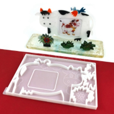 DIY Cow Photo Frame & Grass Decoration Silicone Molds DIY-I099-59-1