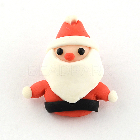 Handmade Christmas Santa Claus Polymer Clay Pendants X-CLAY-R060-33-1