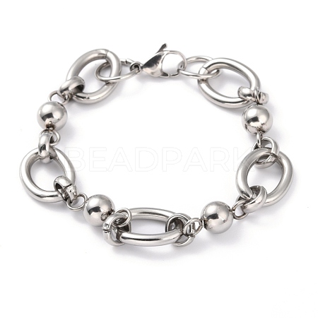 Tarnish Resistant 304 Stainless Steel Round Link Chain Bracelets BJEW-I293-01P-1