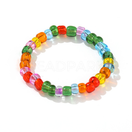 Glass Beaded Stretch Finger Rings for Women FS-WG76F8F-01-1