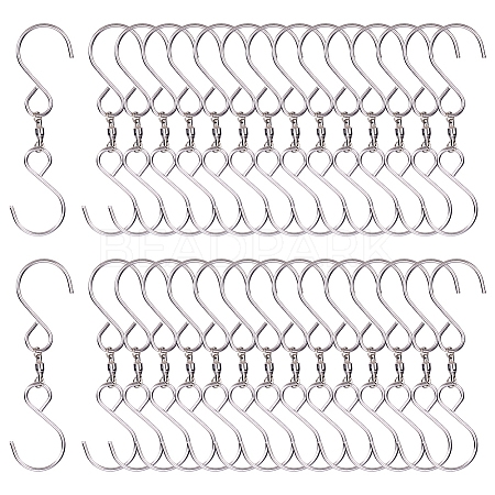 30Pcs Stainless Steel Spinning S Shaped Hooks AJEW-SP0001-43-1