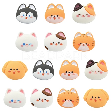 14Pcs 7 Styles Cartoon Cat Resin Lapel Pin Backs JEWB-CJ0003-03-1