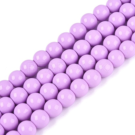 Painted Glass Bead Strands DGLA-S071-6mm-B38-1