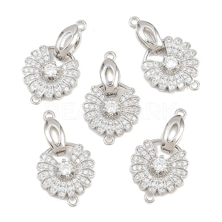 SHEGRACE Brass Micro Pave Clear Cubic Zirconia Fold Over Clasps XGRQ5K726-841P-1
