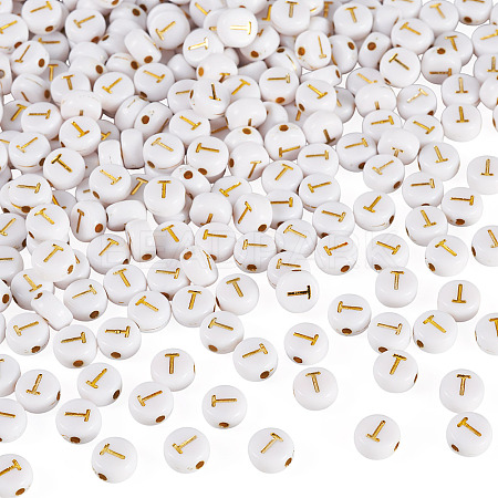 500Pcs Plating Acrylic Beads PACR-TADJ0001-01T-1
