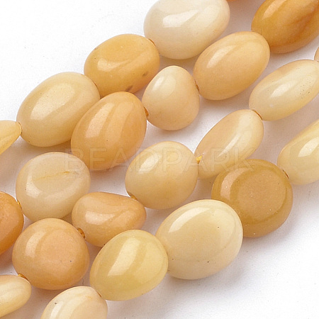 Natural Yellow Jade Beads Strands G-Q952-24-6x8-1