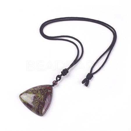 Adjustable Natural Indian Blood Stone Pendant Necklaces NJEW-A125-D03-1