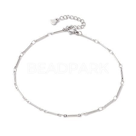 Brass Link Bar Chain Anklets for Women AJEW-AN00625-1