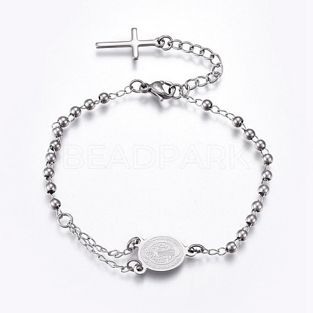 Tarnish Resistant 201 Stainless Steel Charm Bracelets LS-BJEW-P258-15P-1