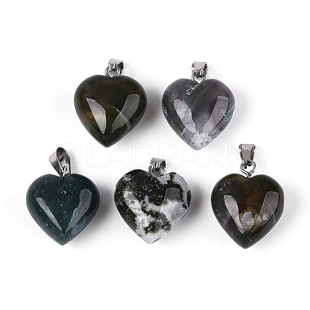 Natural Moss Agate Pendants G-T143-49C-1