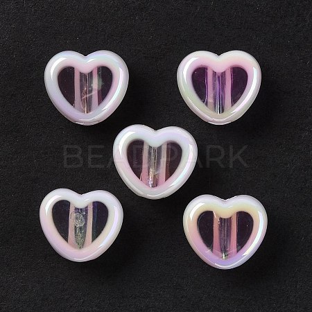 UV Plating Rainbow Iridescent Acrylic Beads OACR-H015-07H-1