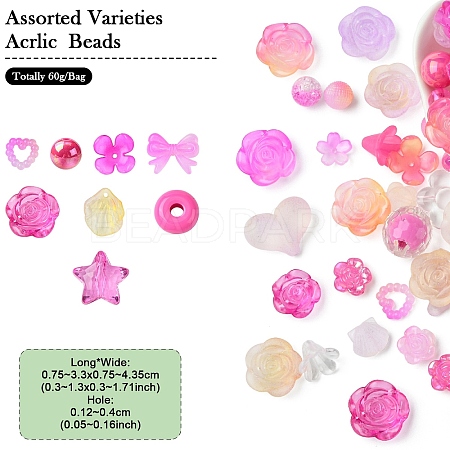 60G 3 Styles Imitation Jelly Acrylic Beads OACR-YW0002-34-1