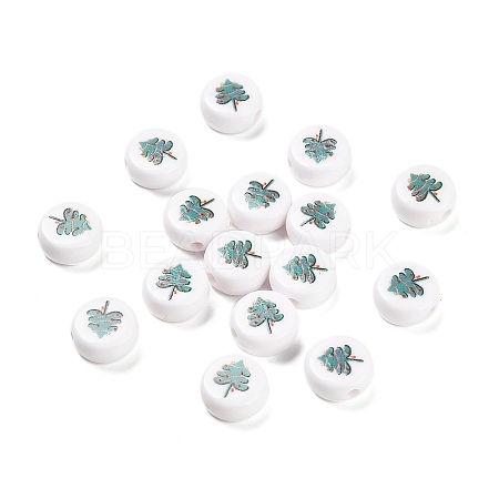 Christmas Theme Printed Opaque Acrylic Beads OACR-R004-01M-1
