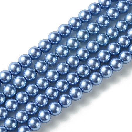 Eco-Friendly Dyed Glass Pearl Round Beads Strands HY-A008-6mm-RB015-1