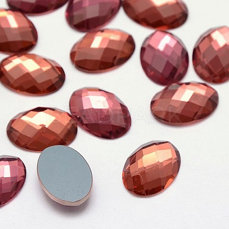 Faceted Glass Oval Cabochons X-GGLA-F008C-22-1