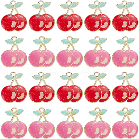 40Pcs 2 Colors Light Gold Plated Alloy Enamel Pendants FIND-SC0013-20-1