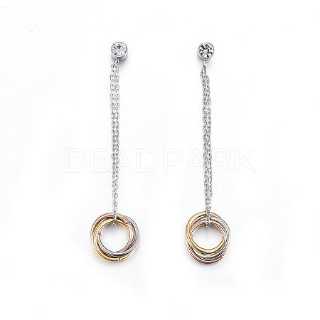 304 Stainless Steel Dangle Stud Earrings EJEW-H367-15P-1