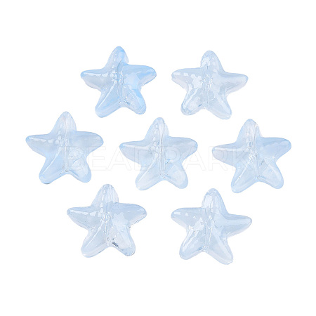 Transparent Spray Painted Glass Beads X-GLAA-N035-027-C02-1