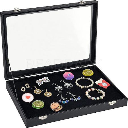 PU Presentation Clear Glass Lid Boxes CON-WH0086-023-1