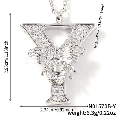 Brass Micro Pave Clear Cubic Zirconia Pendant Necklaces FS-WG7BC7F-14-1