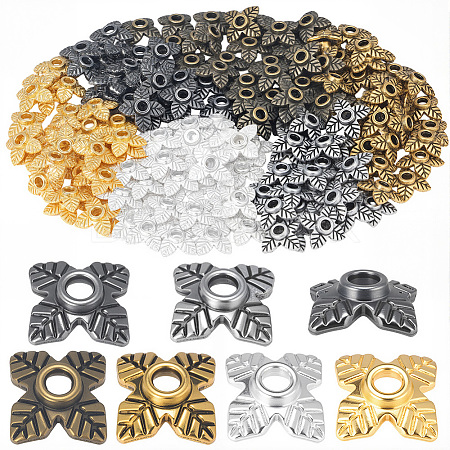600Pcs 6 Colors Tibetan Style Alloy Bead Caps TIBEB-PA0001-07-1