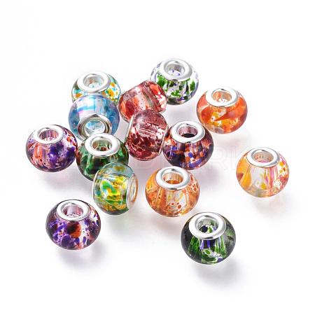 Spray Painted Glass European Beads GPDL-R004-M1-1