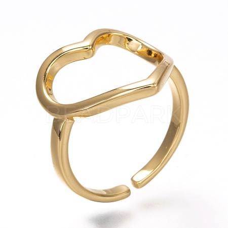 Brass Open Heart Ring RJEW-P018-04G-1