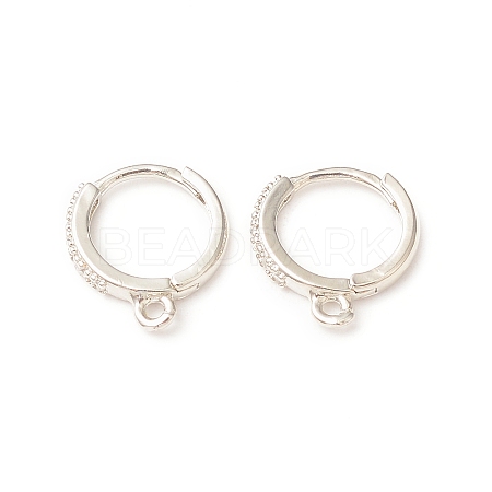 Brass Micro Pave Clear Cubic Zirconia Hoop Earring Findings KK-C018-01B-P-1