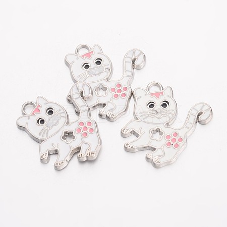 Alloy Enamel Kitten Pendants X-EA556Y-1-1