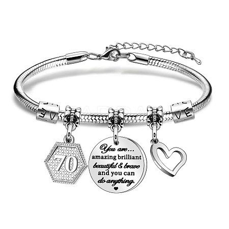 Birthday 201 Stainless Steel Charm Bracelets FS-WGBAA71-10-1