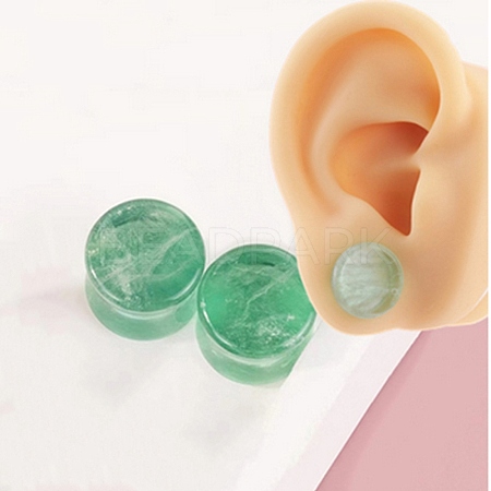 Natural Green Aventurine Ear Gauges Flesh Tunnels Plugs EJEW-P293-02B-1