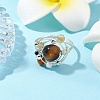 Planet Natural Amethyst & Tiger Eye & Citrine & Apatite & Green Aventurine Finger Rings RJEW-TA00165-4