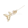 Alloy Crystal Rhinestone & Glass Whale Tail Brooch Pins with ABS Pearl for Clothes Backpack JEWB-T005-04KCG-2