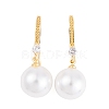 Rack Plating Brass Cubic Zirconia ABS Pearl Earring Hooks EJEW-S219-16G-07-1