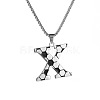 201 Stainless Steel Soccer Initial Pendant Necklacess for Men Women WG63E1E-12-1