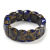 Synthetic Rectangle Gold Clinquant Stone Stretch Bracekets G-P549-01-2