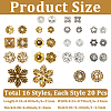 320Pcs 16 Styles Tibetan Style Alloy 4-Petal Bead Caps TIBE-PA0001-22-2