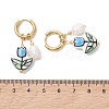 Valentine's Day Handmade Porcelain & Natural Cultured Freshwater Pearl Dangle Earrings EJEW-JE06960-4