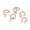 Zinc Alloy & Plastic Imitation Pearl Round Beads Finger Rings Sets WG9DC8A-01-5