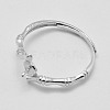 Adjustable Rhodium Plated 925 Sterling Silver Ring Components STER-K038-031P-3