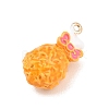 Drumstick Shrimp Alloy Enamel Pendants ENAM-P264-01F-G-3